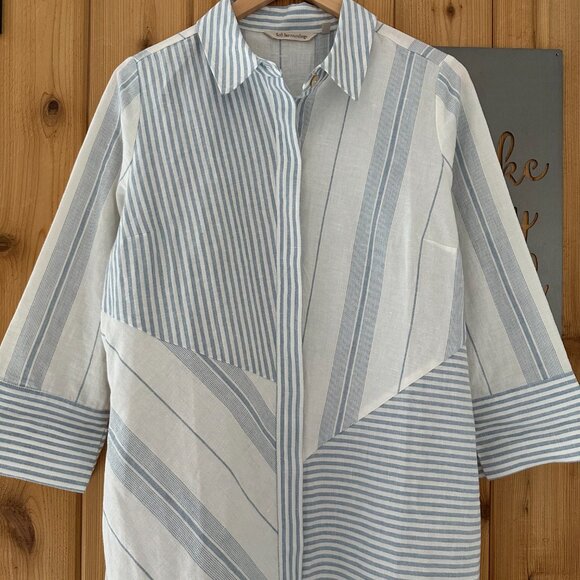 Soft Surroundings Size Medium Seaport Linen Hidden Placket Midi Dress - Picture 4 of 11